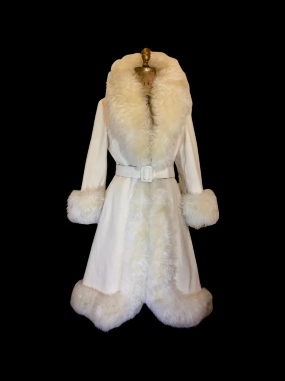 70’s Princess Shearling Coat Afghan Fit Flare Haight Ashbury White Cream Penny L